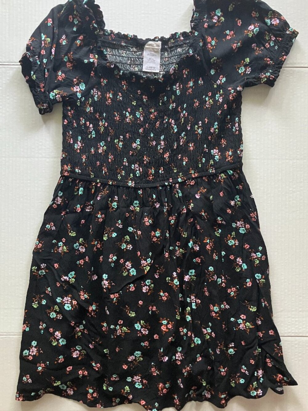 10/12 Forever Me Floral Smocked Peasant Dress